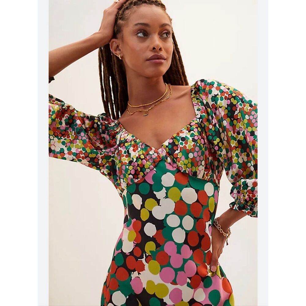 NWT Anthropologie Porridge Floral puff sleeve maxi dress size XS petite By Porri - Picture 6 of 7
